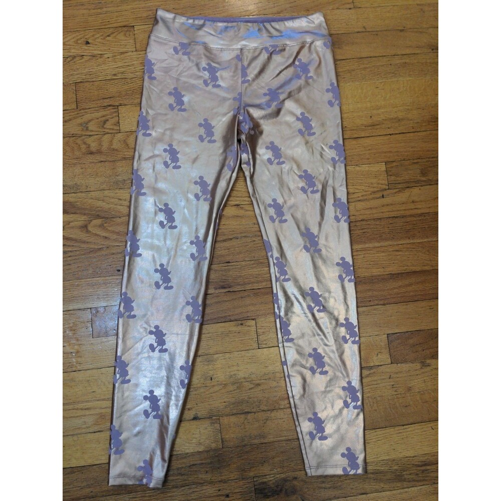 Disney Parks 50th Anniversary Leggings Rose Gold Metallic Foil Mickey Mouse Sz L